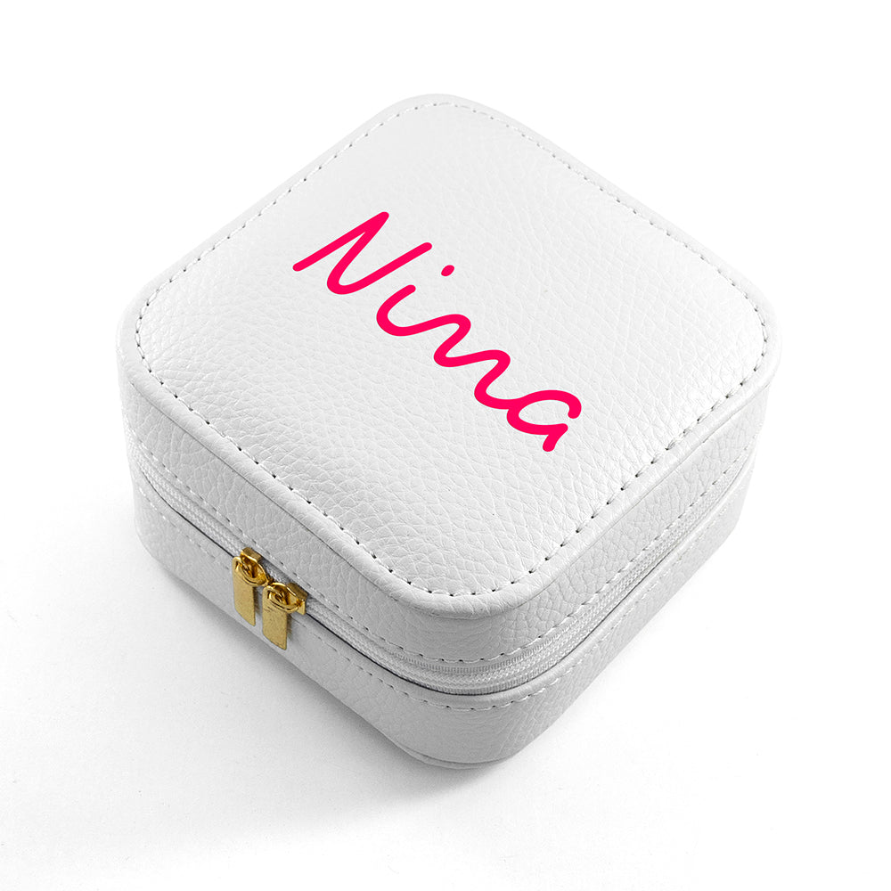 Personalised Summer Style White Jewellery Case - Pink
