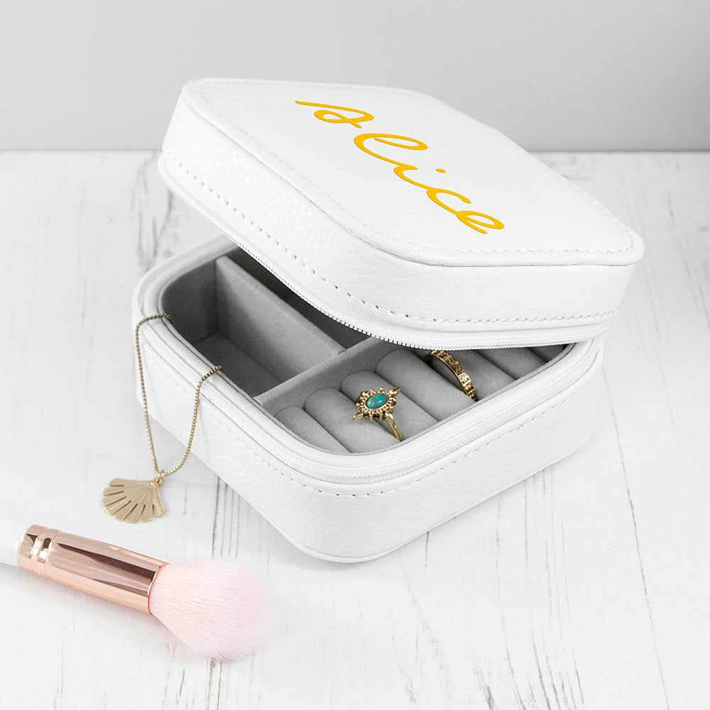 Personalised Summer Style White Jewellery Case - Yellow