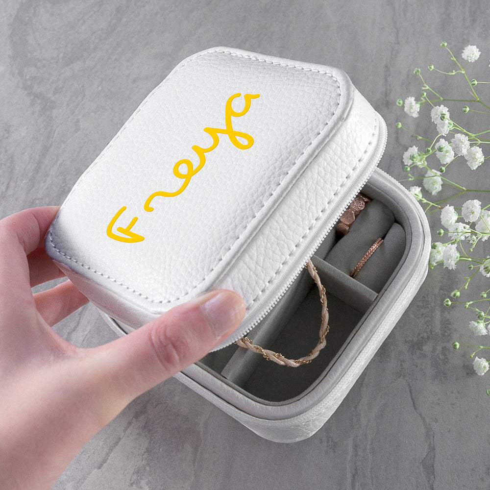 Personalised Summer Style White Jewellery Case - Yellow