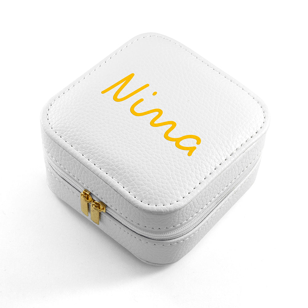 Personalised Summer Style White Jewellery Case - Yellow