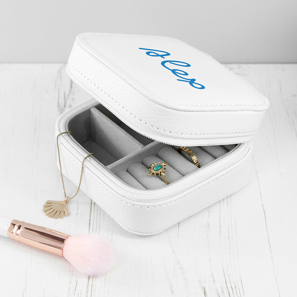 Personalised Summer Style White Jewellery Case - Blue