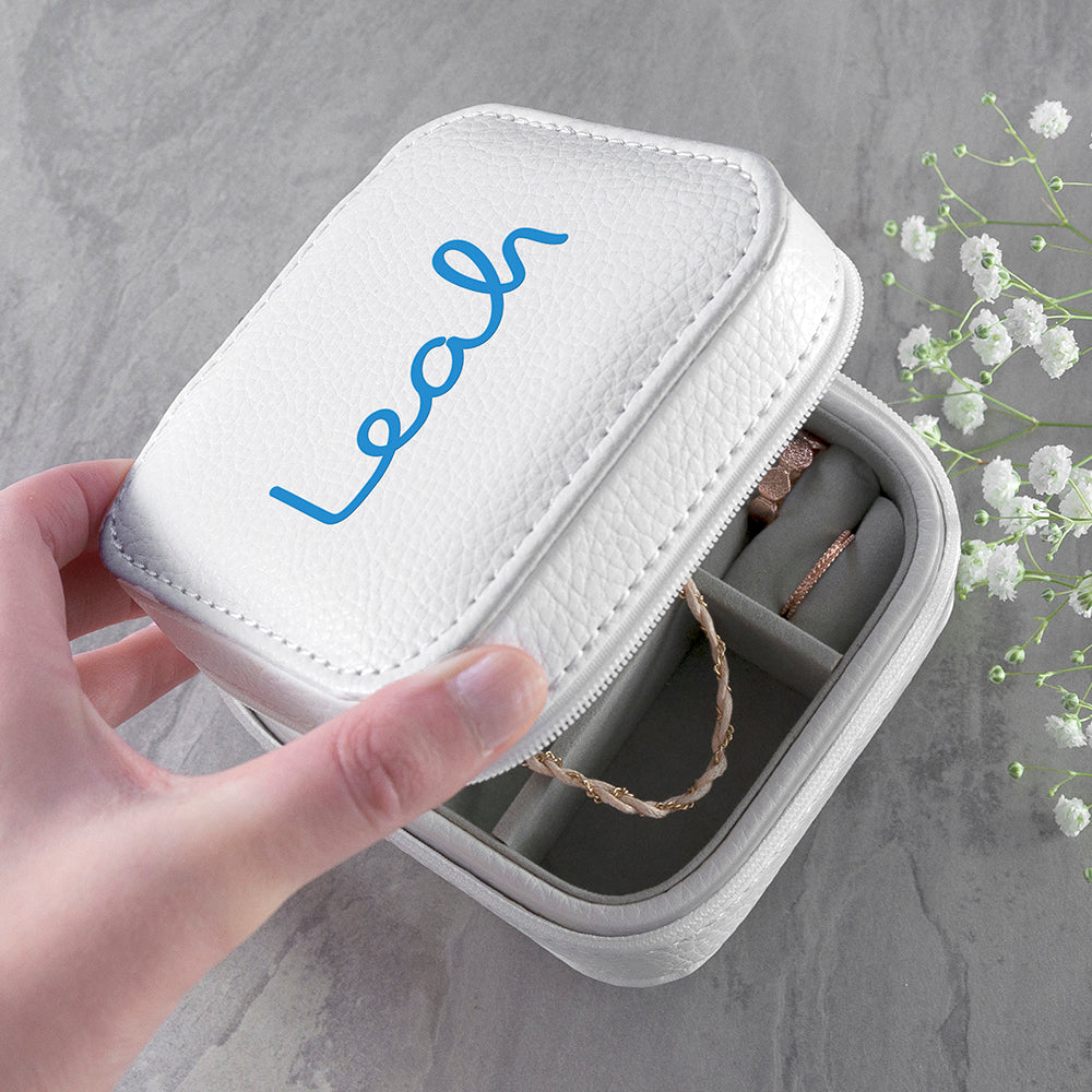 Personalised Summer Style White Jewellery Case - Blue