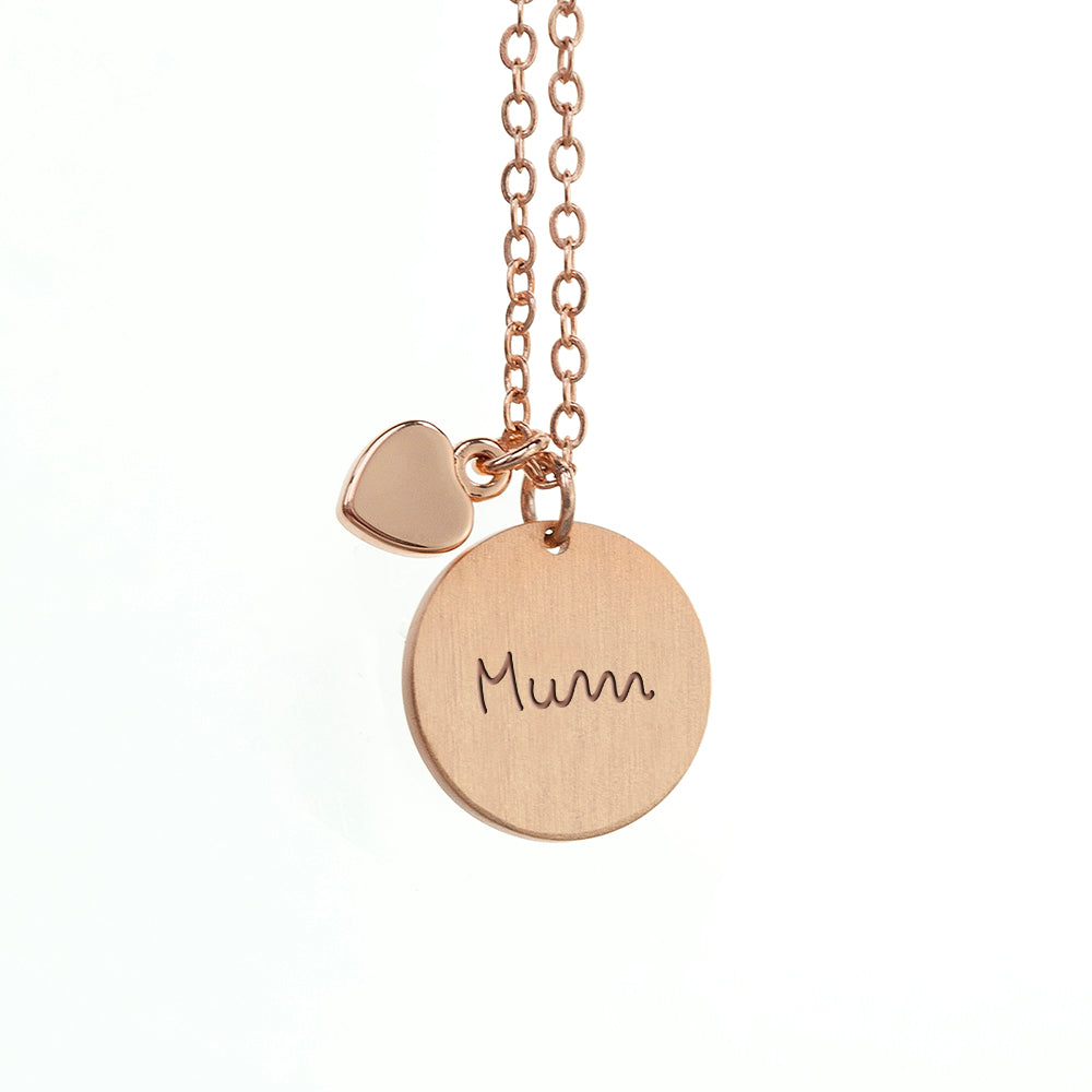 Personalised Summer Style Heart And Disc Necklace - Rose Gold