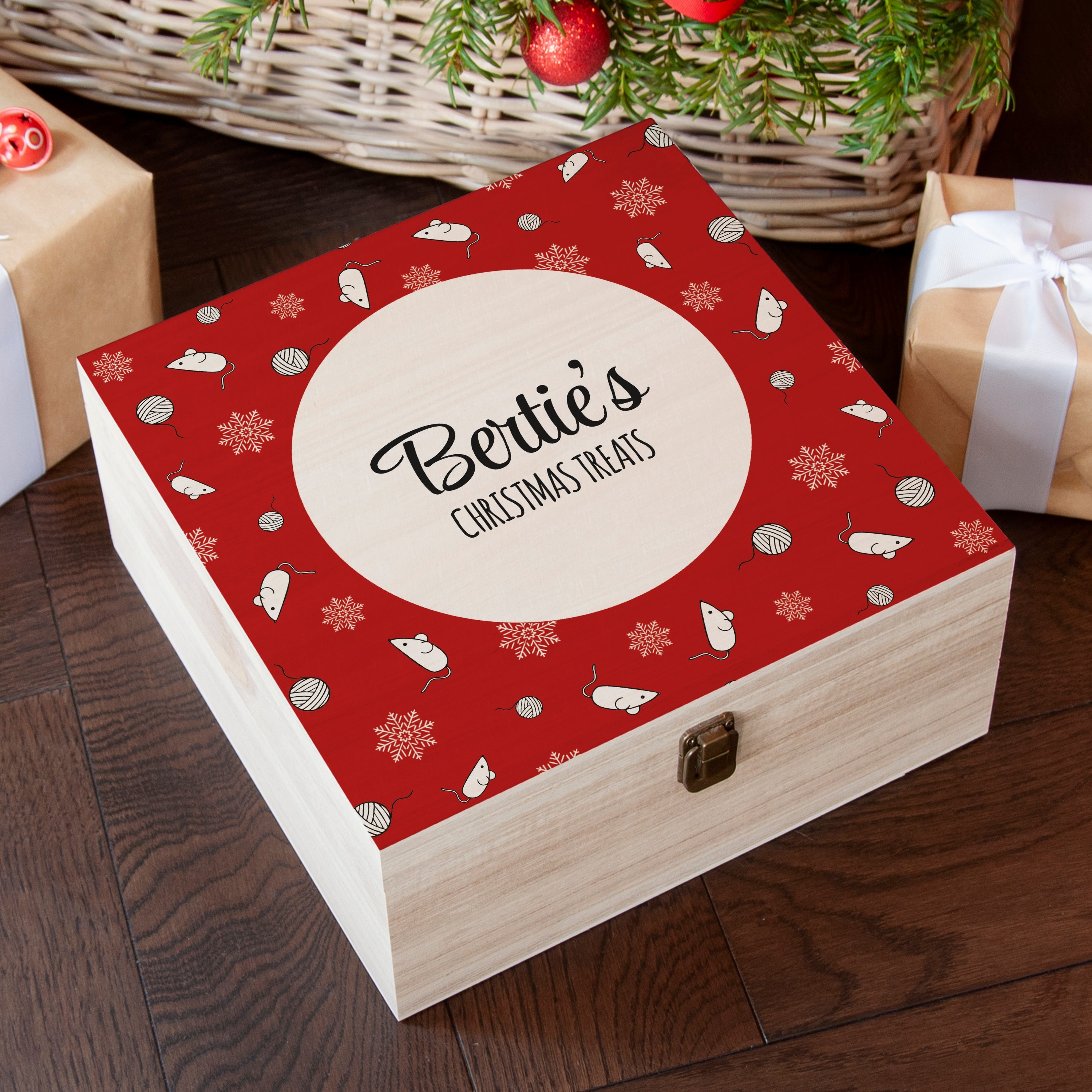 Personalised Personalised Cat Treats Christmas Box