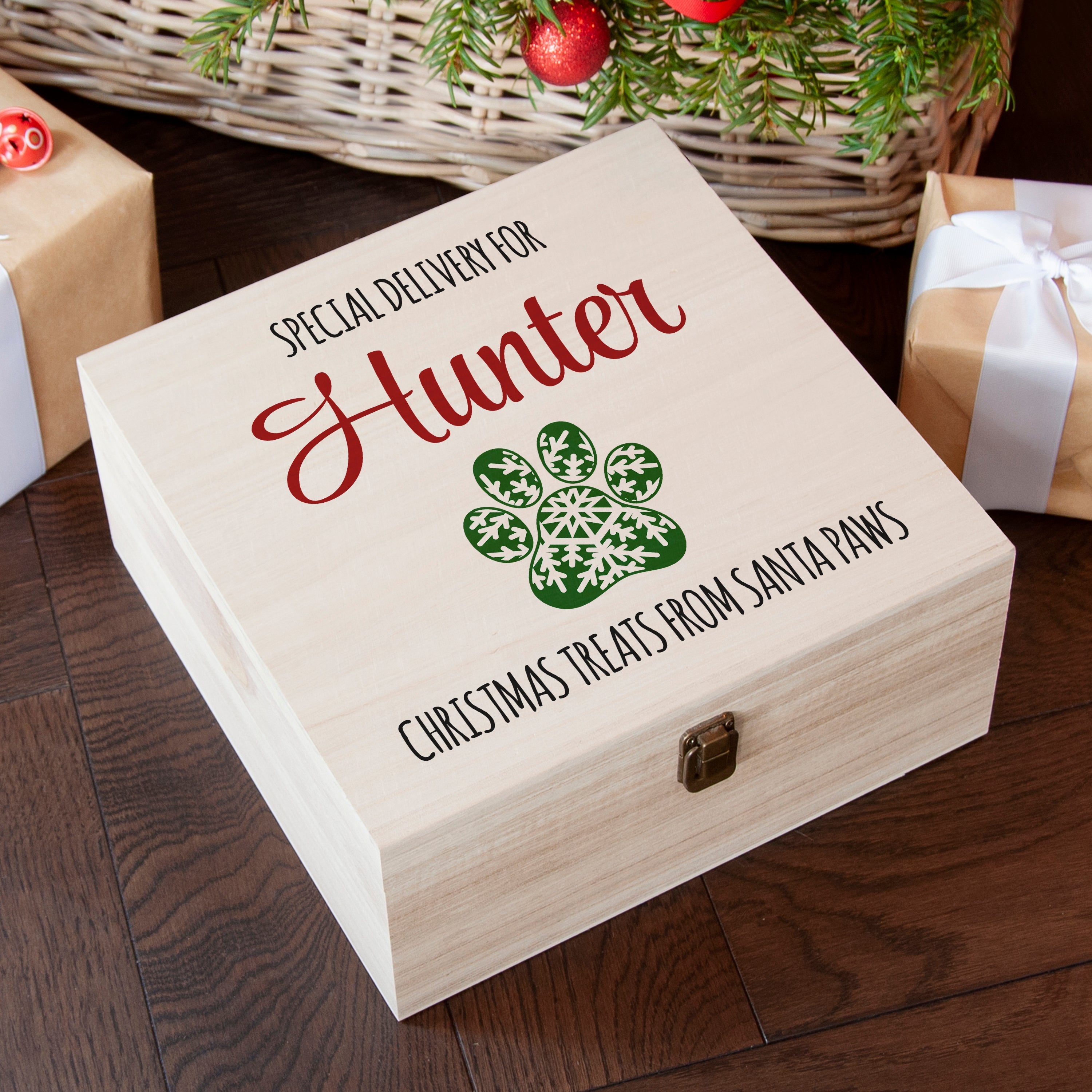 Personalised Personalised Pet Paw Christmas Treats Box