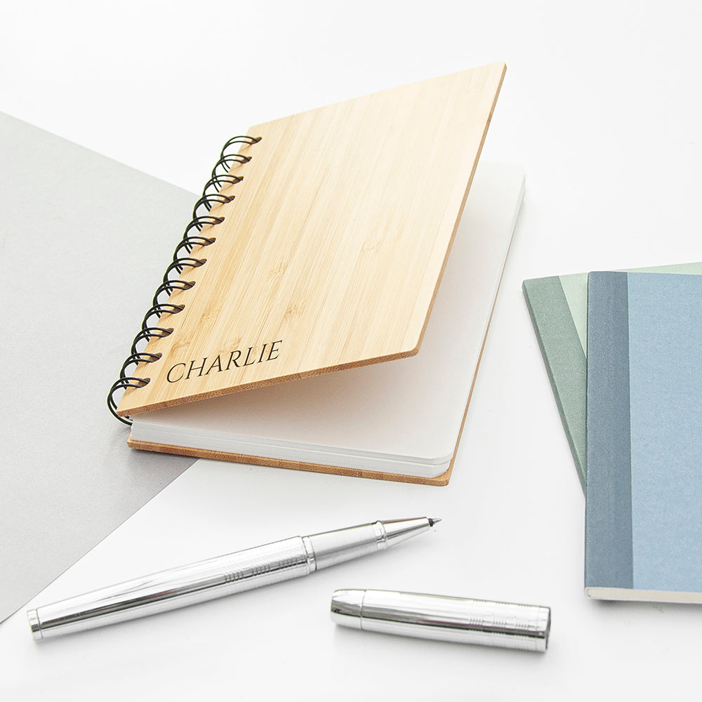 Personalised Fsc Bamboo And Stone-Based Paper Notebook