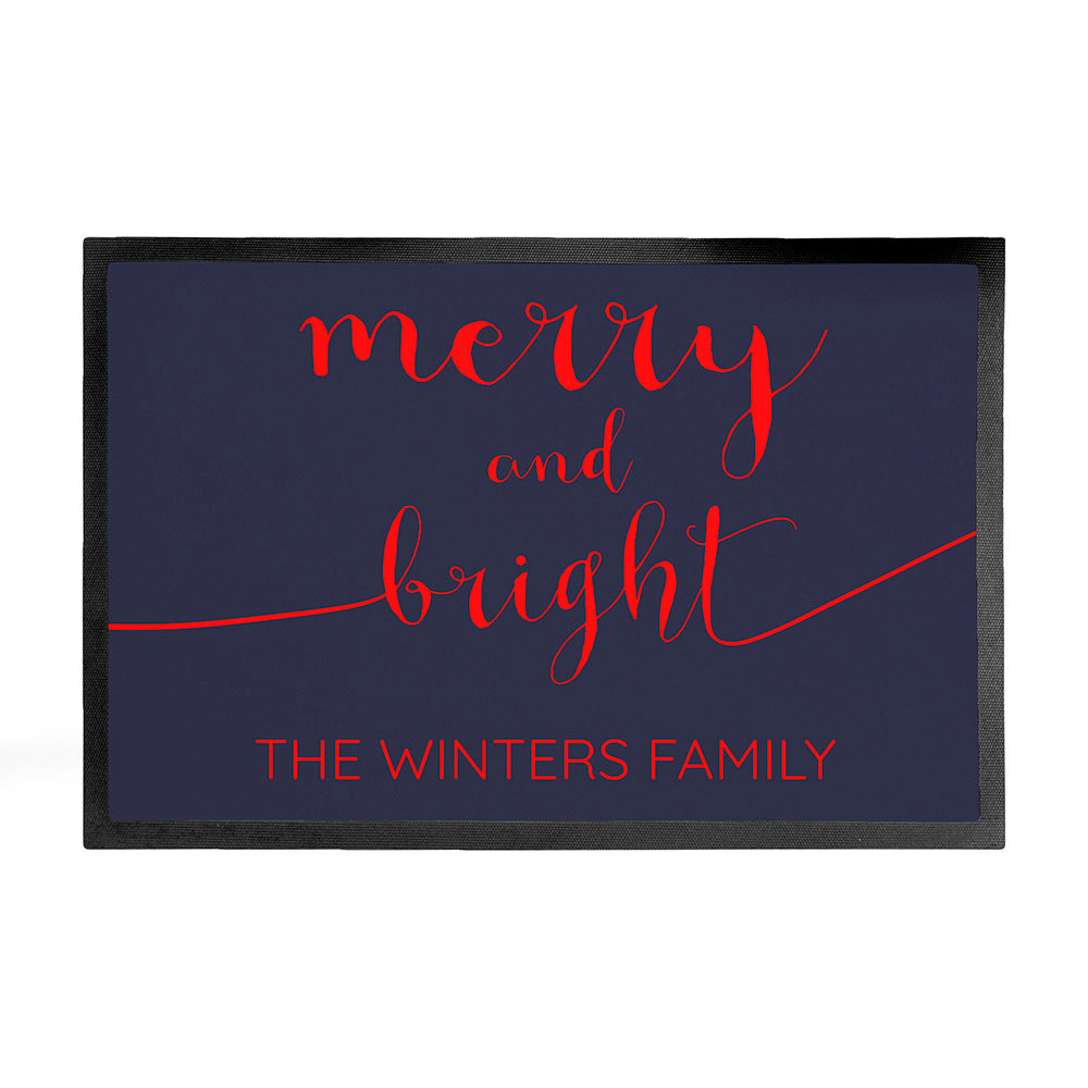 Personalised Merry And Bright Christmas Indoor Doormat