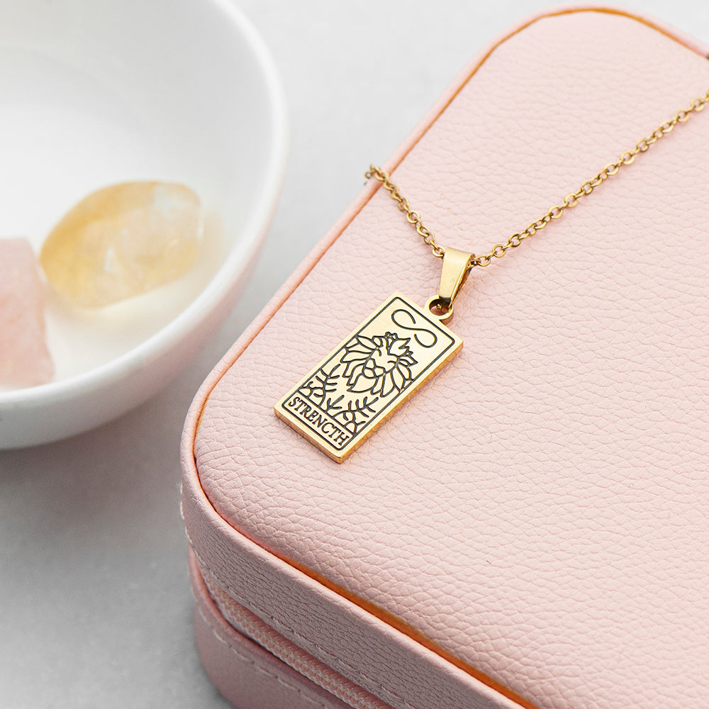Personalised Strength Tarot Card Necklace