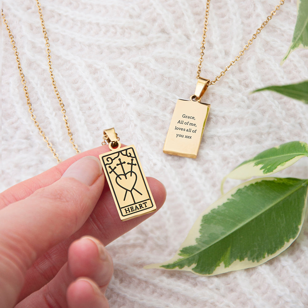 Personalised Heart Tarot Card Necklace