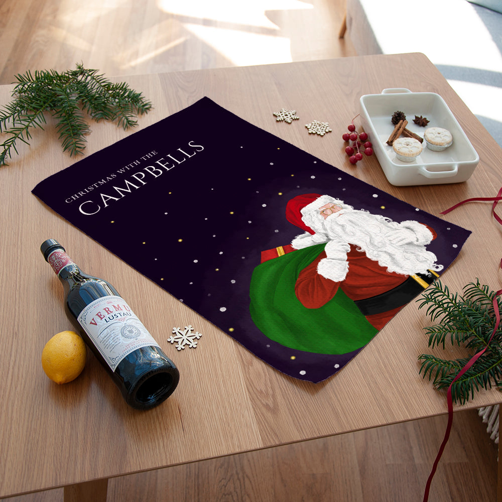 Personalised Traditional Santa Tea Towel