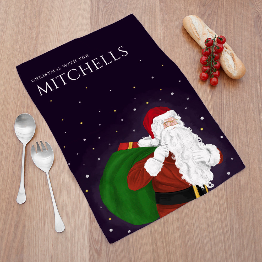 Personalised Traditional Santa Tea Towel