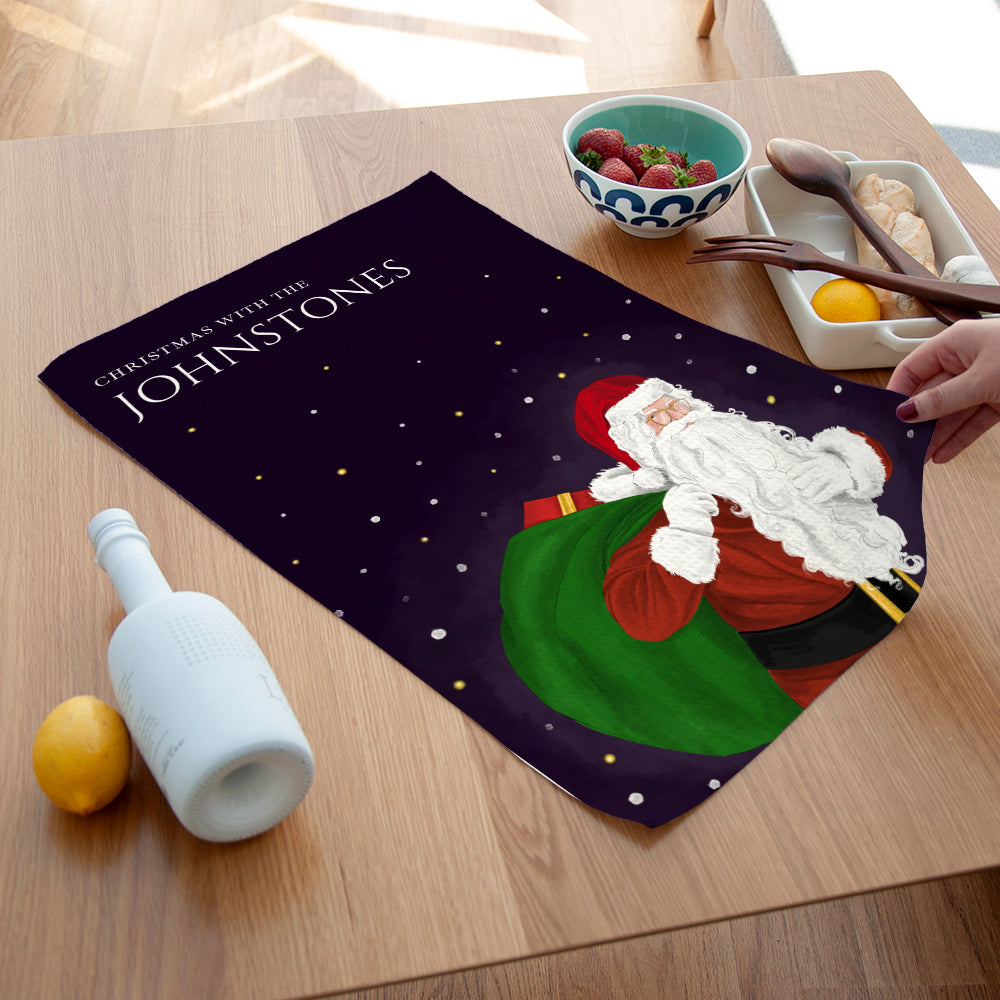 Personalised Traditional Santa Tea Towel