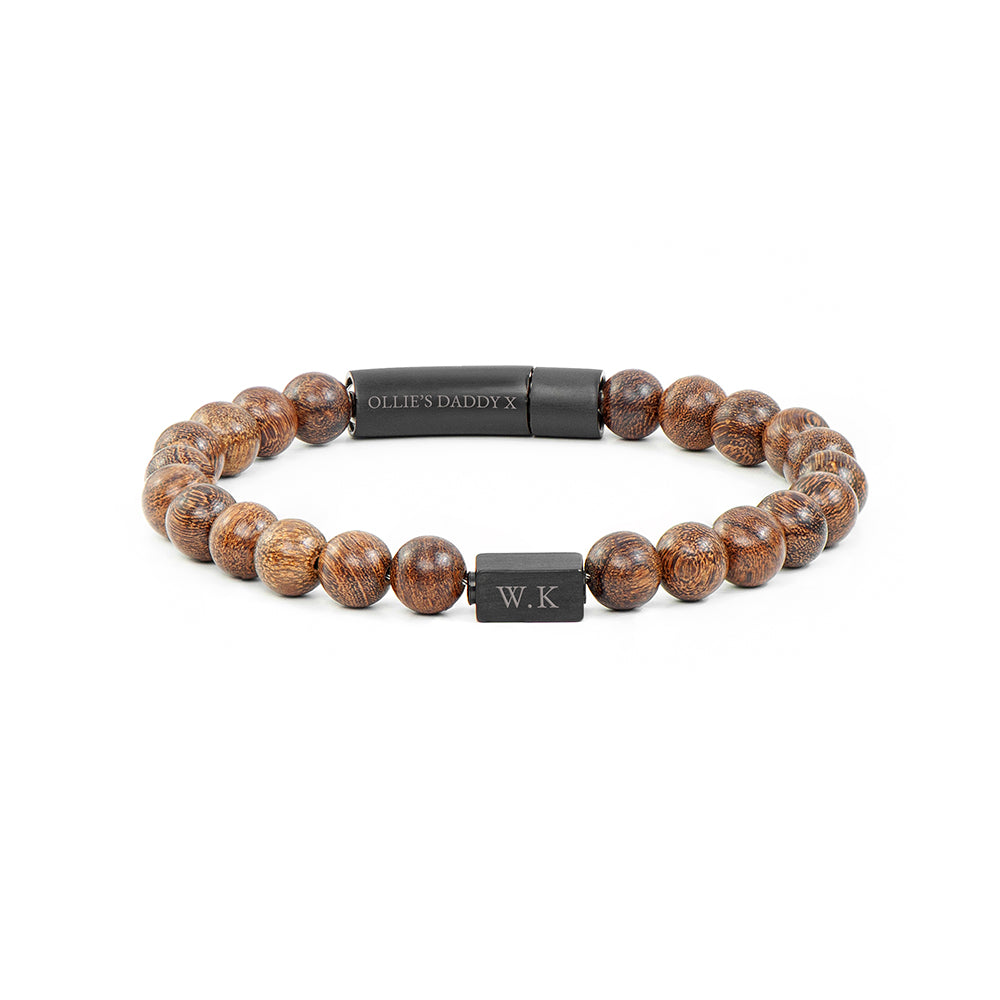 Personalised Men's Black Clasp Wooden Bracelet