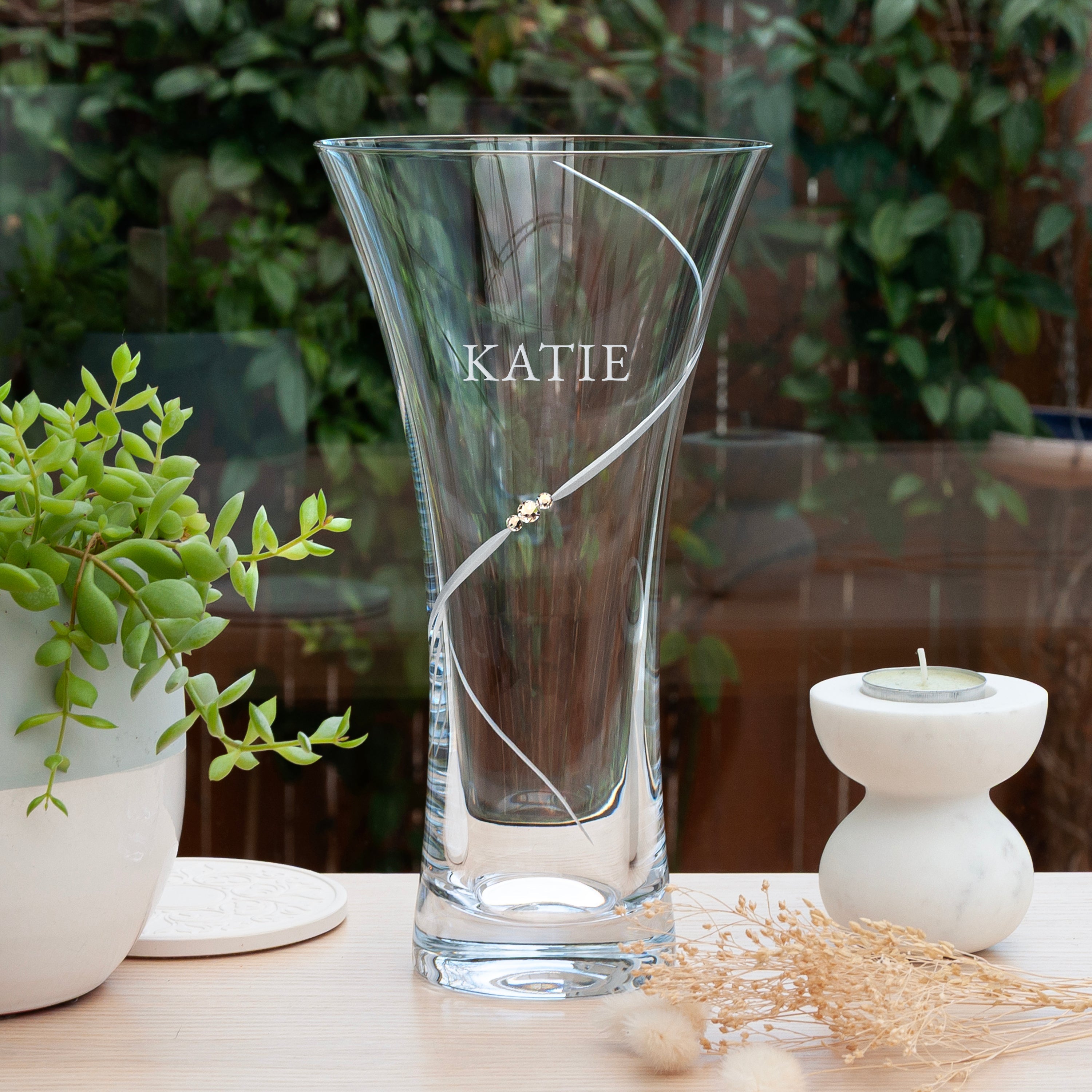 Personalised Personalised Hollow Sided Vase with Swarovski Crystals
