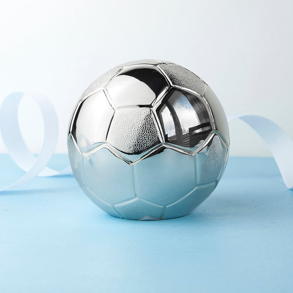 Personalised Silver Plated Football Piggy Bank