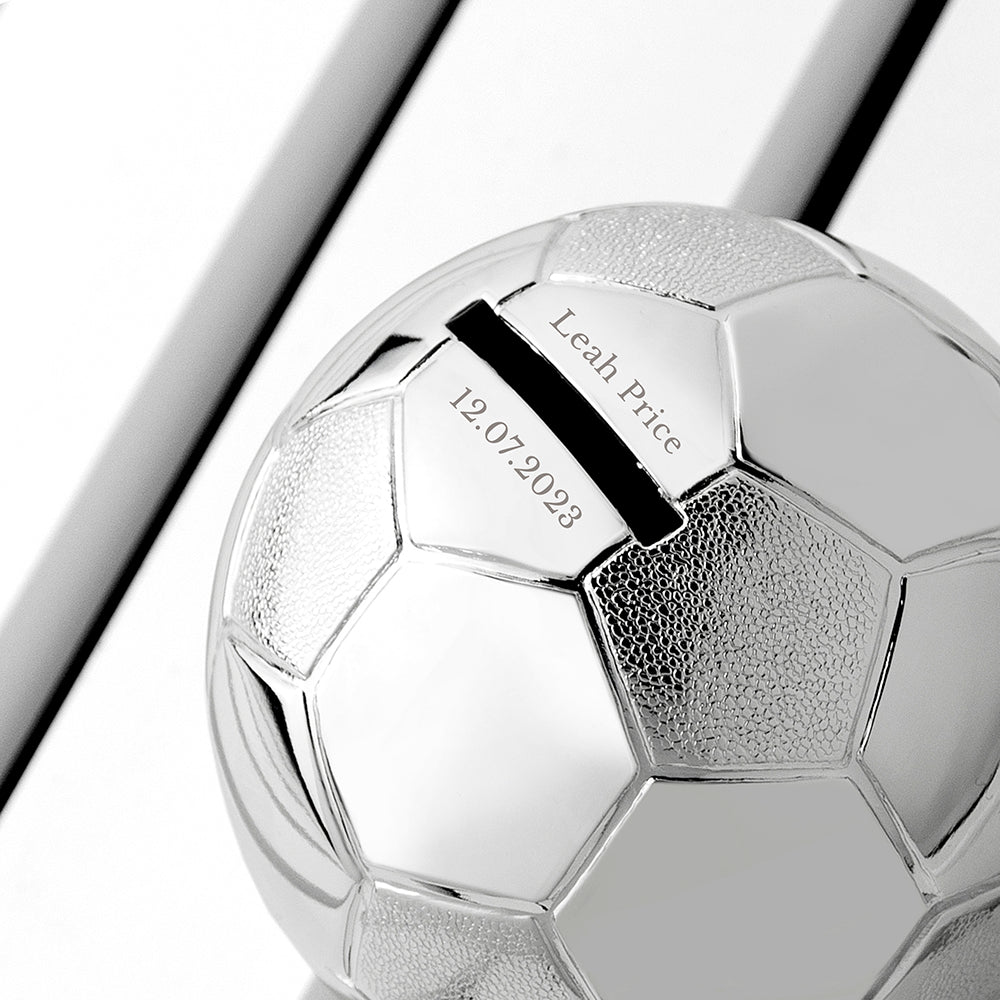 Personalised Silver Plated Football Piggy Bank