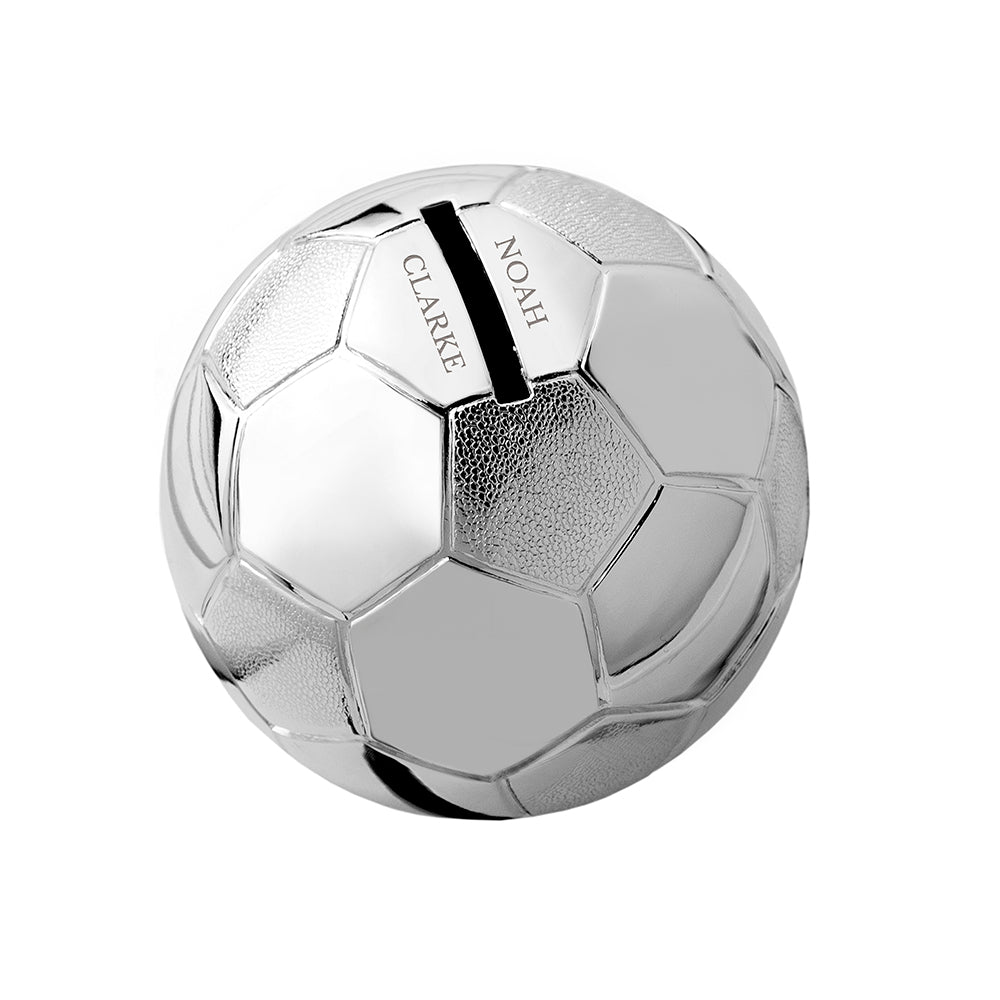 Personalised Silver Plated Football Piggy Bank