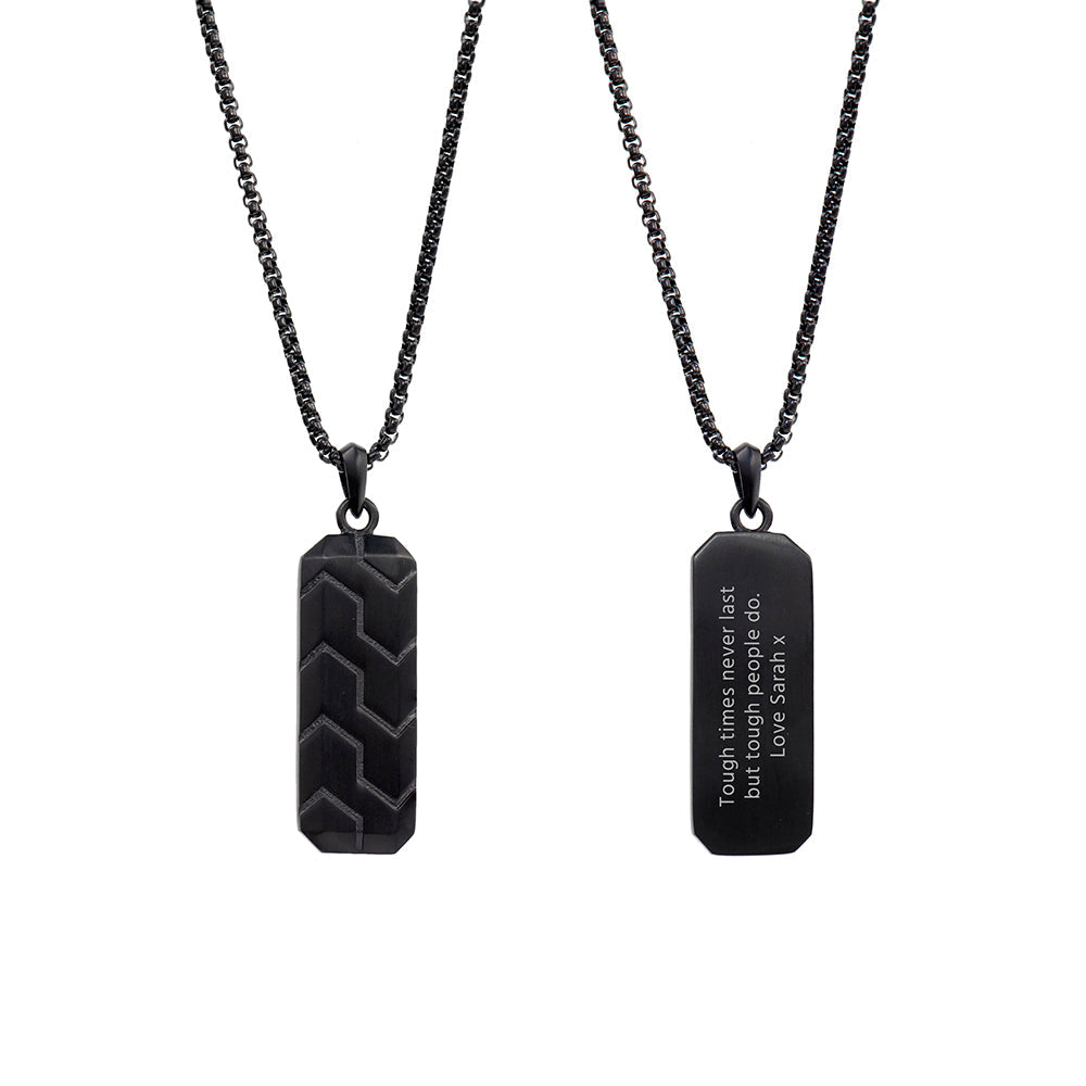 Personalised Men's Tyretread Stone Necklace