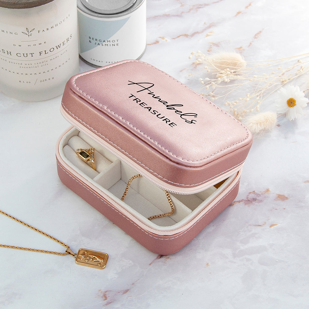 Personalised Pink 'My Treasure' Travel Jewellery Case
