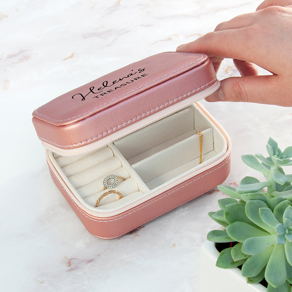 Personalised Pink 'My Treasure' Travel Jewellery Case
