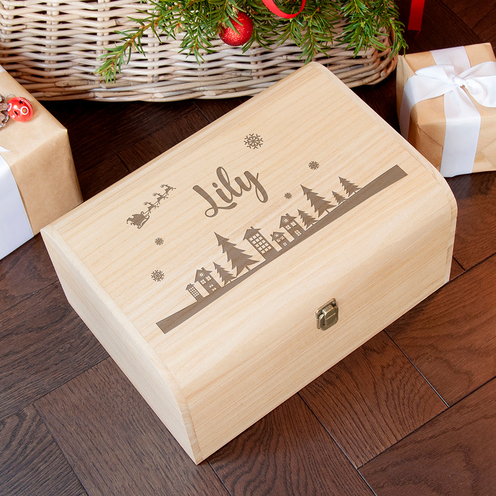 Personalised Personalised Christmas Scene Keepsake Chest