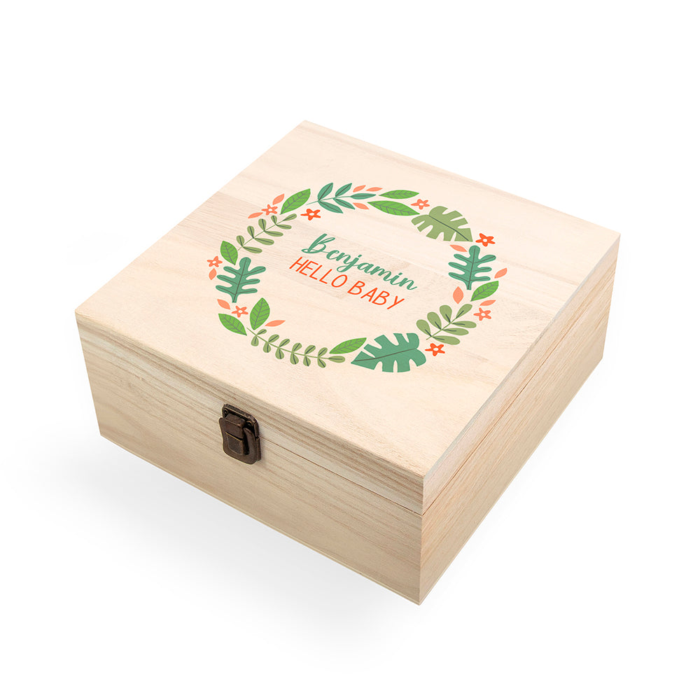 Personalised Hello Baby Wreath Keepsake Box