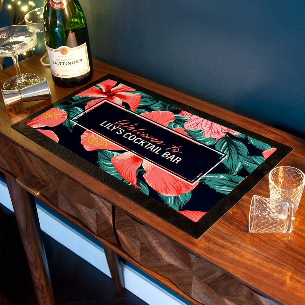 Personalised Tropical Bar Mat