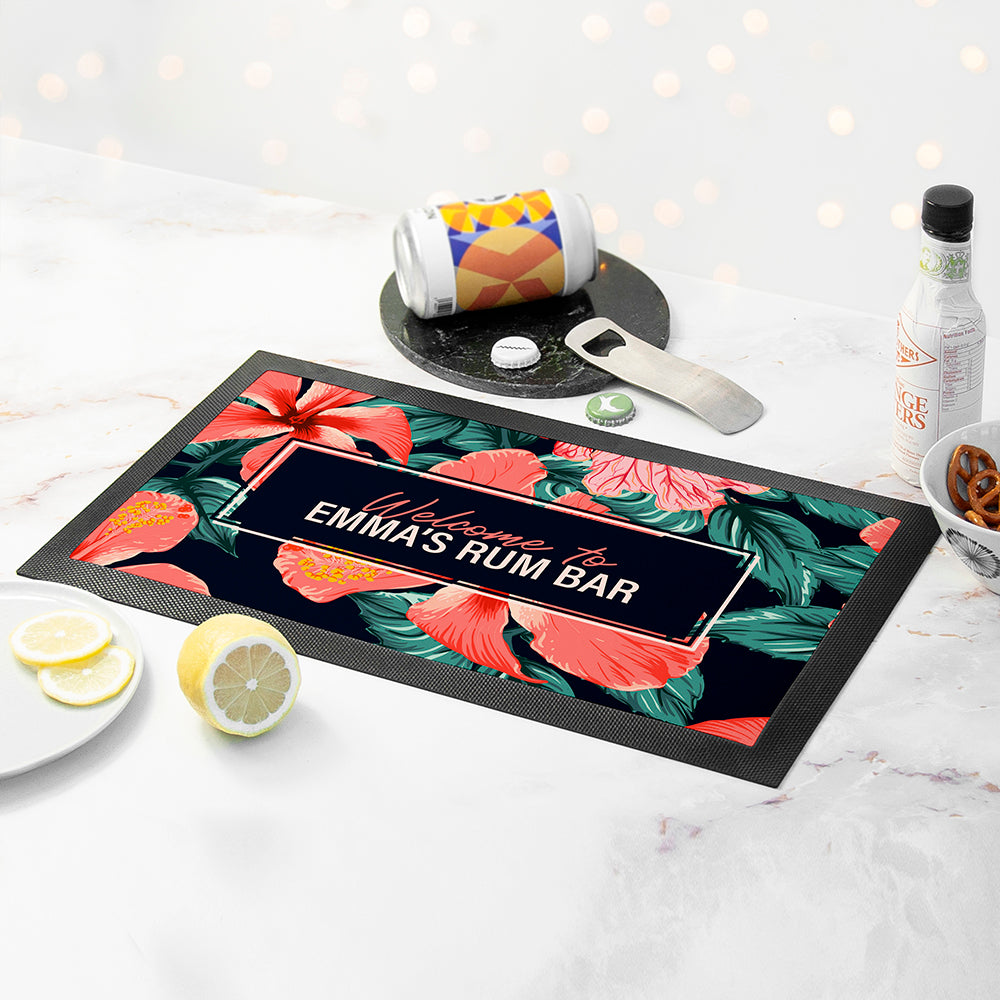 Personalised Tropical Bar Mat