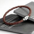 Personalised Personalised Men's Travel Compass Woven Leather Bracelet