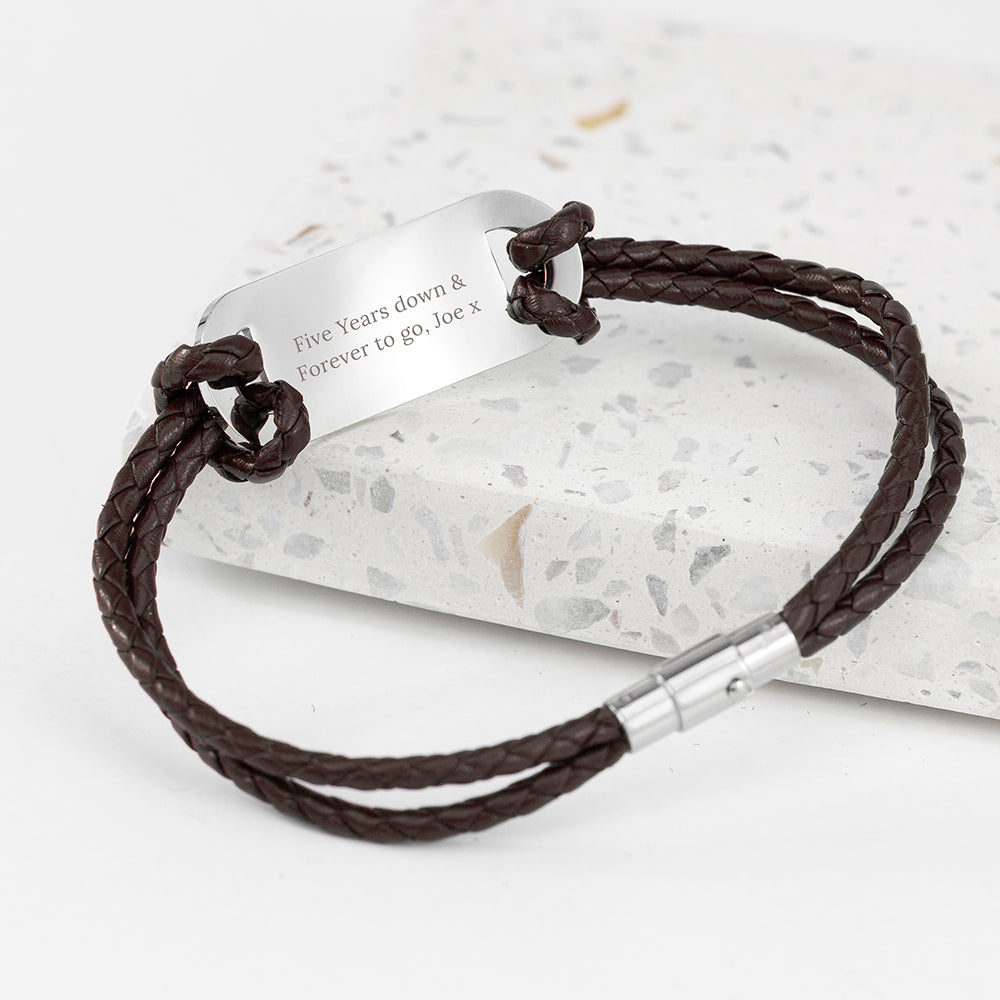 Personalised Men's Roman Numerals Statement Leather Bracelet
