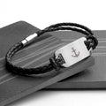 Personalised Personalised Men's Anchor Statement Leather Bracelet