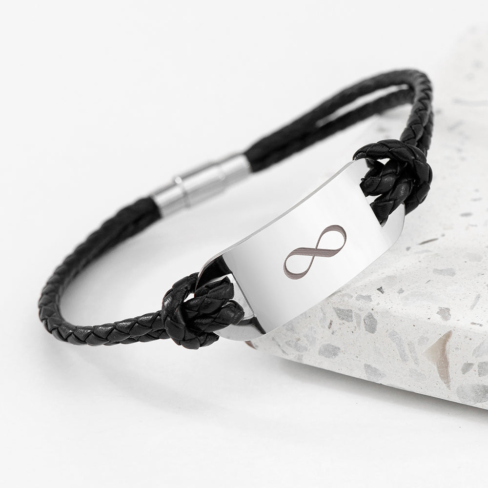 Personalised Personalised Men's Infinity Statement Leather Bracelet