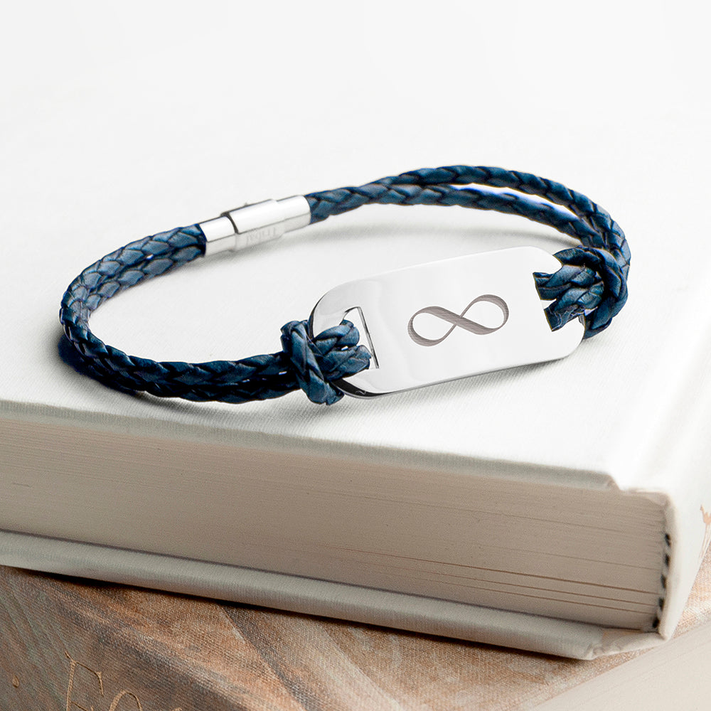 Personalised Personalised Men's Infinity Statement Leather Bracelet