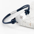 Personalised Personalised Men's Travel Compass Statement Leather Bracelet