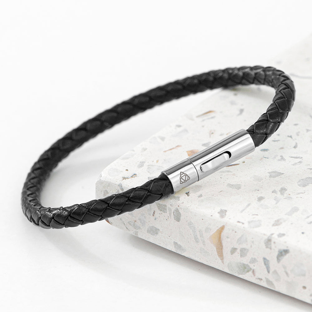 Personalised Personalised Men's Celtic Trinity Capsule Leather Bracelet