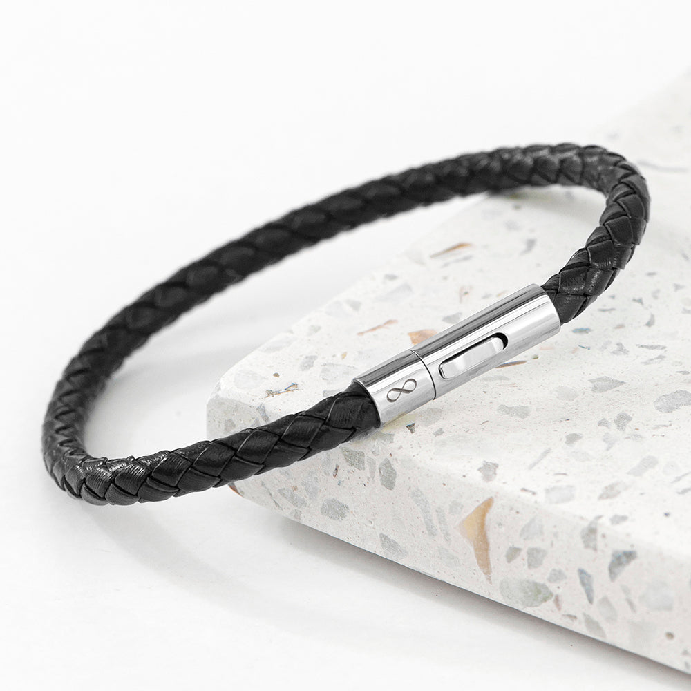 Personalised Personalised Men's Infinity Capsule Leather Bracelet