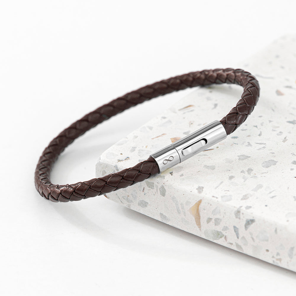 Personalised Men's Infinity Capsule Leather Bracelet