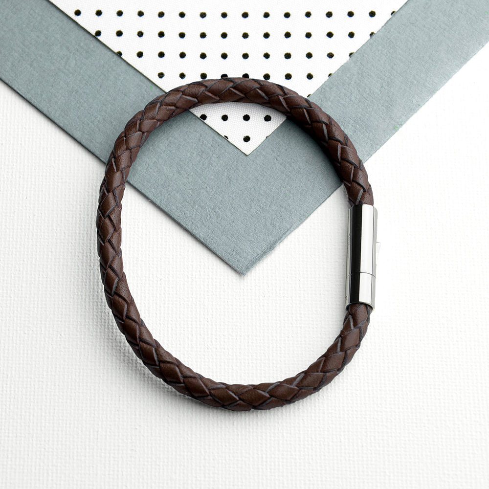Personalised Men's Infinity Capsule Leather Bracelet