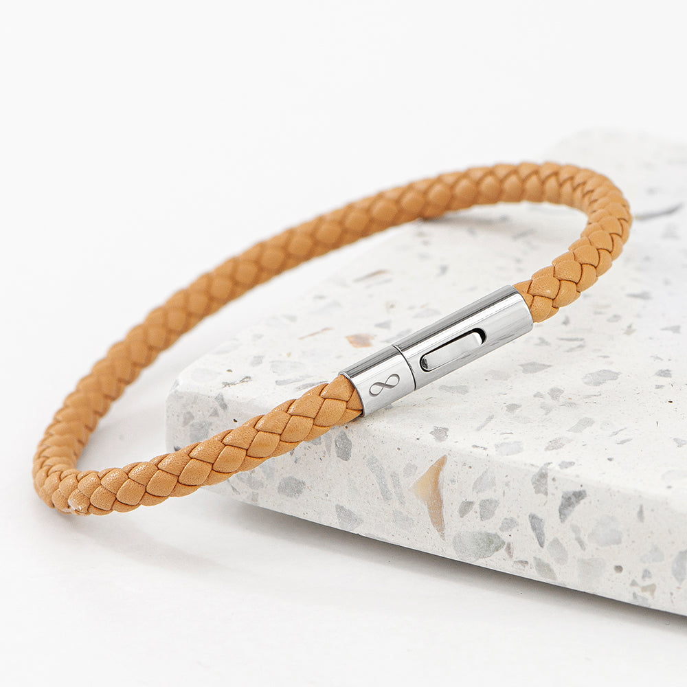Personalised Personalised Men's Infinity Capsule Leather Bracelet