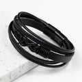 Personalised Personalised Men's Infinity Black Leather Stacked Bracelet