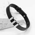Personalised Personalised Men's Soho Tag Black Leather Bracelet