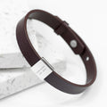Personalised Personalised Men's Soho Tag Message Brown Leather Bracelet