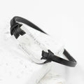Personalised Personalised Men's Shoreditch Silver Bar Black Leather Bracelet