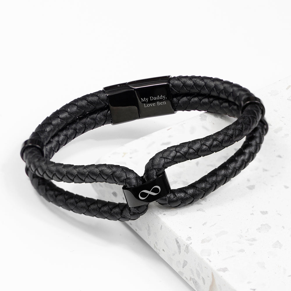 Personalised Personalised Men's Infinity Dual Leather Bracelet