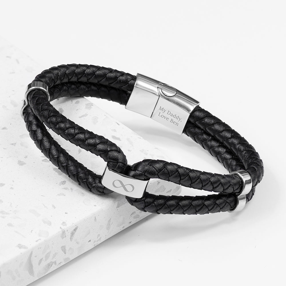 Personalised Personalised Men's Infinity Dual Leather Bracelet