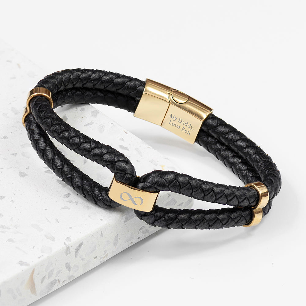 Personalised Personalised Men's Infinity Dual Leather Bracelet