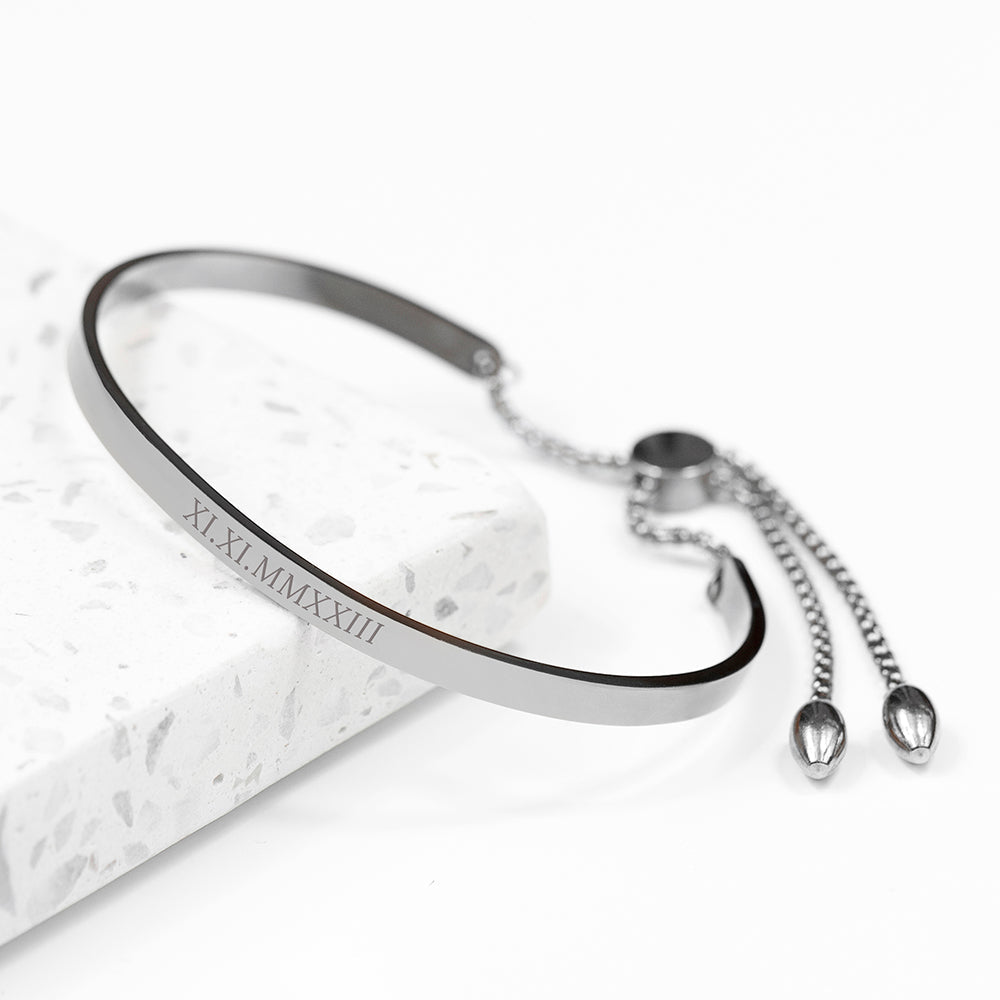 Personalised Personalised Silver Affirmation Bangle Bracelet