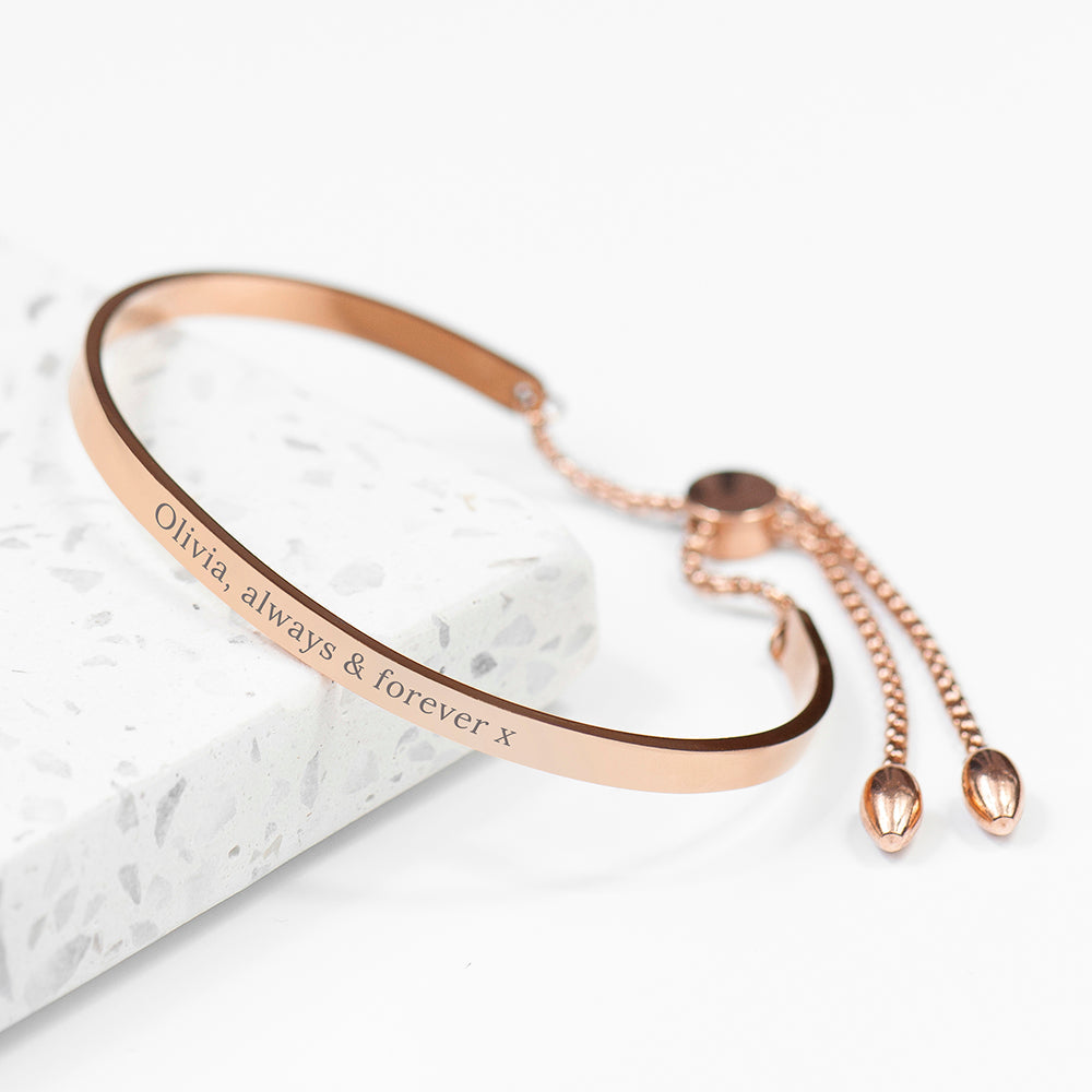 Personalised Personalised Rose Gold Affirmation Bangle Bracelet