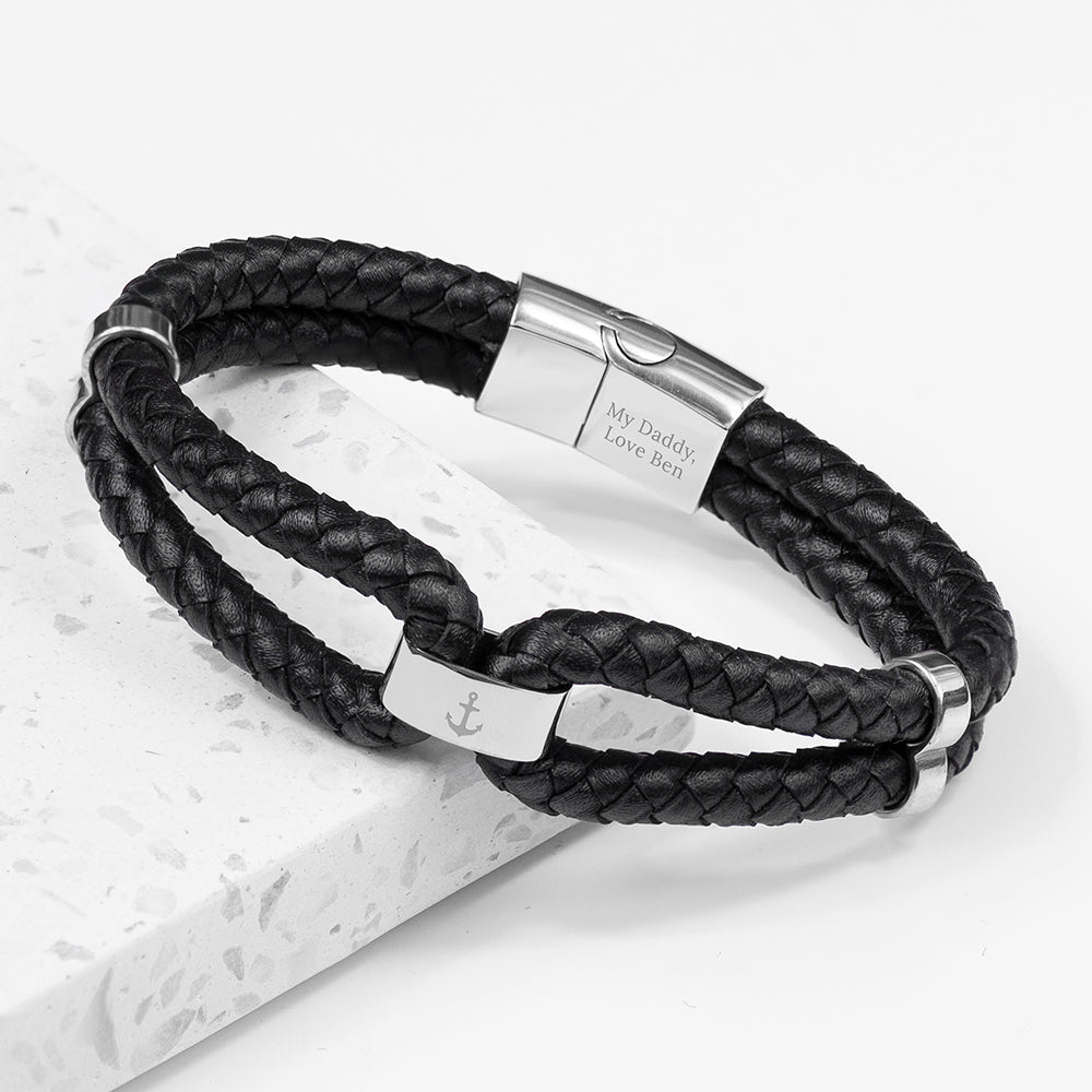 Personalised Personalised Men's Iconic Dual Leather Bracelet