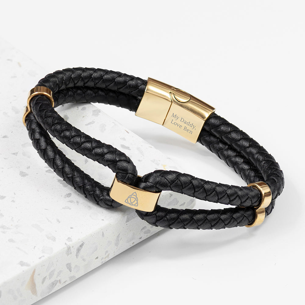 Personalised Personalised Men's Iconic Dual Leather Bracelet